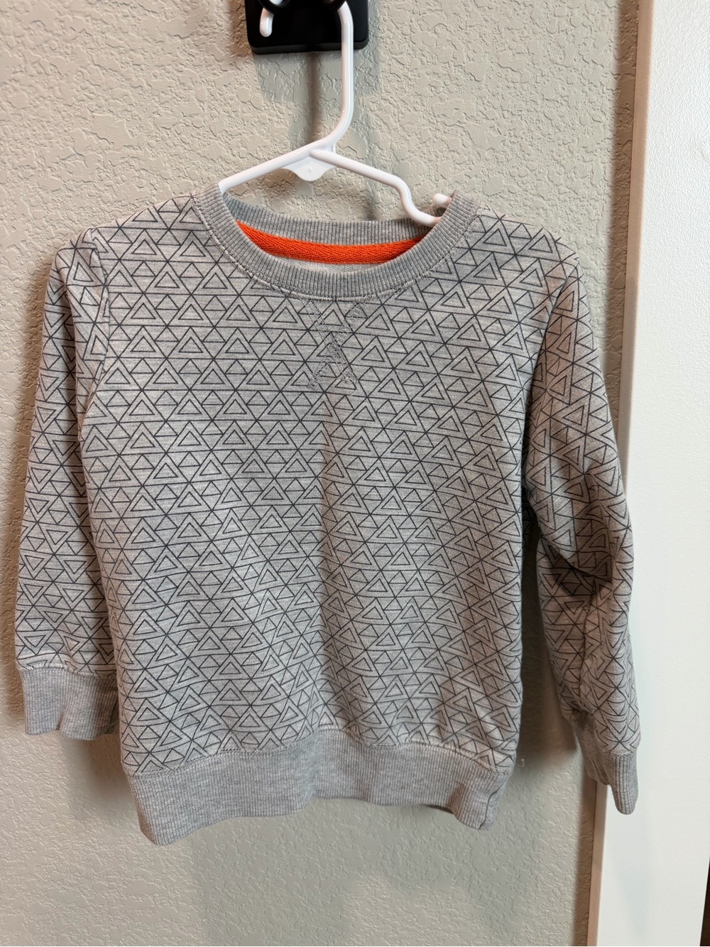 Sovereign Code Gray Triangle-Print Crewneck Sweatshirt with Orange Accent